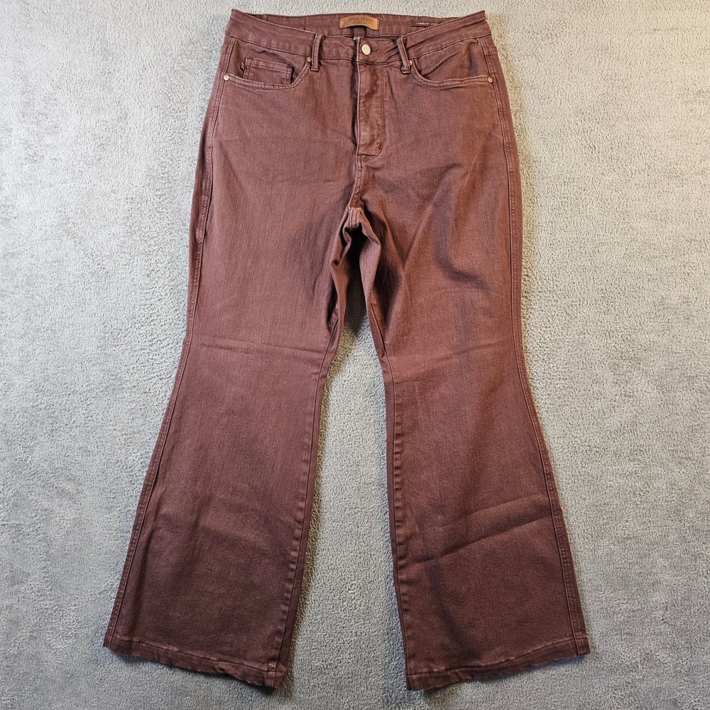Judy Blue Brown Garment Dyed Brown High Rise Flare Jeans 16W‎ Womens